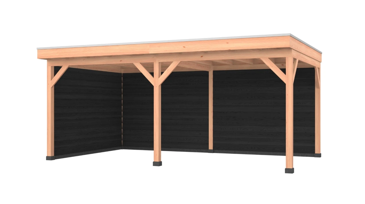 Douglas overkapping, 600 x 350, met zwarte achterwand en zijwand, Westwood Comfort - Afbeelding 1